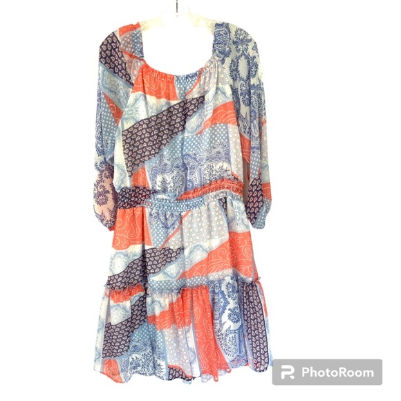 Tommy Hilfiger Patchwork Print off Shoulder Dress 16 - Picture 6 of 12